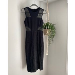 ABS Allen Schwartz Evening Cocktail Black Midi Dress